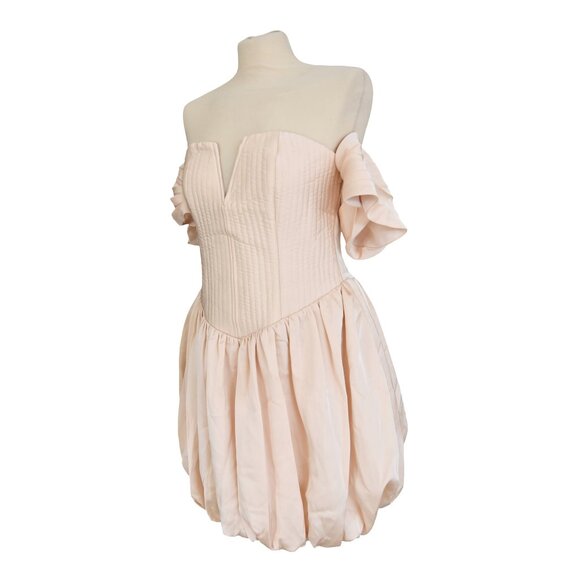 NWT Pretty Little Thing Blush Pink Bubble Mini Dress Sz 6 Party Prom Fairycore - Picture 4 of 10